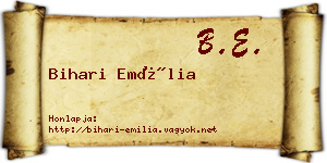 Bihari Emília névjegykártya