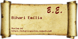 Bihari Emília névjegykártya